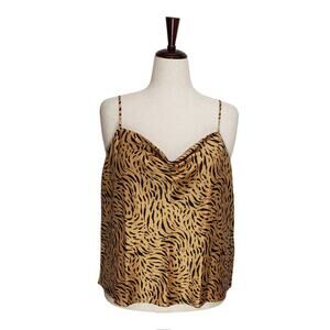 NWT Nine West Gold Leopard Cowl Neck Cami XXL Boho Glam